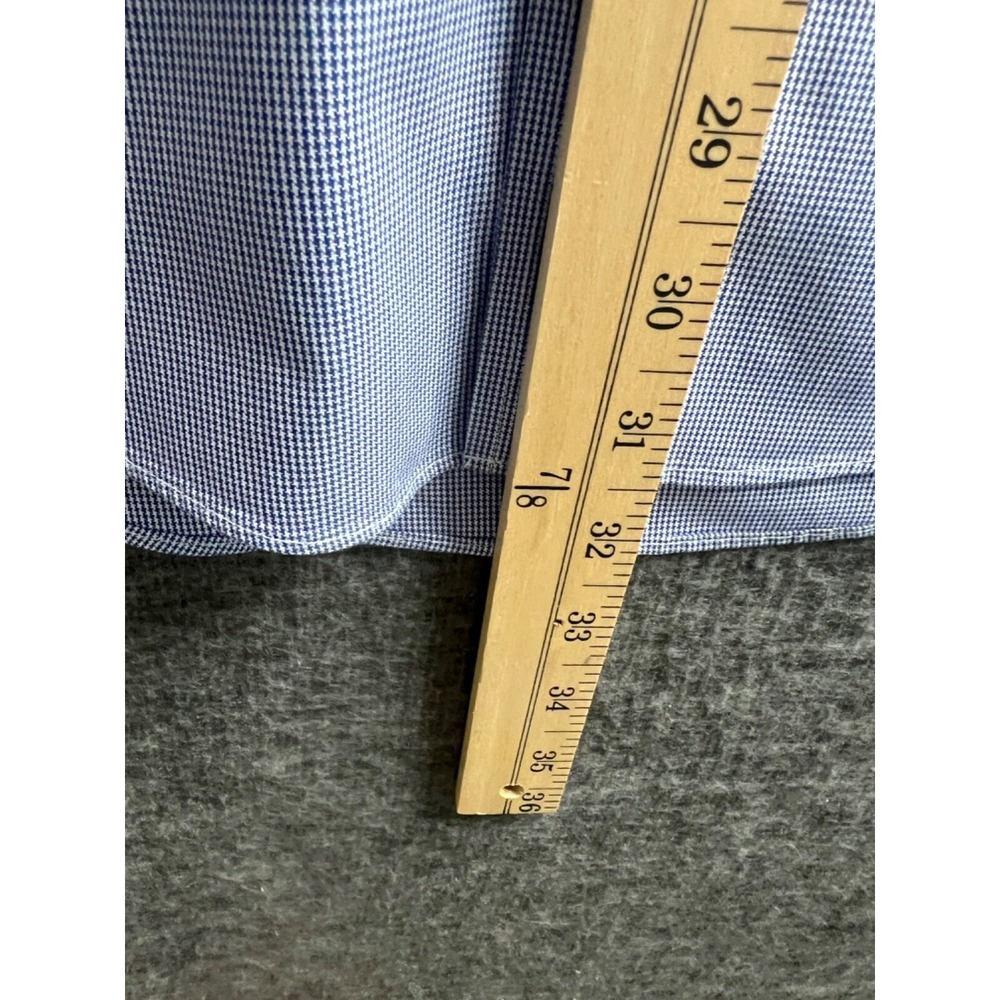 Brooks Brothers 346 Mens 16 2/3 Blue White Micro Check Non-Iron Dress Shirt - Picture 8 of 10